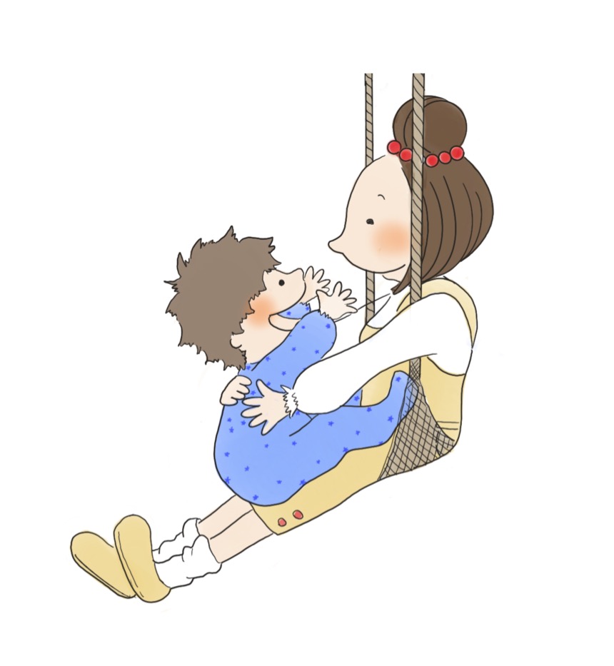 Mom and boy on swing
